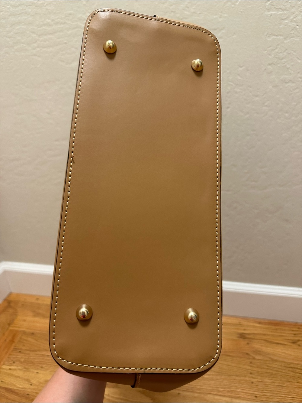 Neiman Marcus Camel Tan Structured Leather Shoulder Tote - Picture 3 of 9
